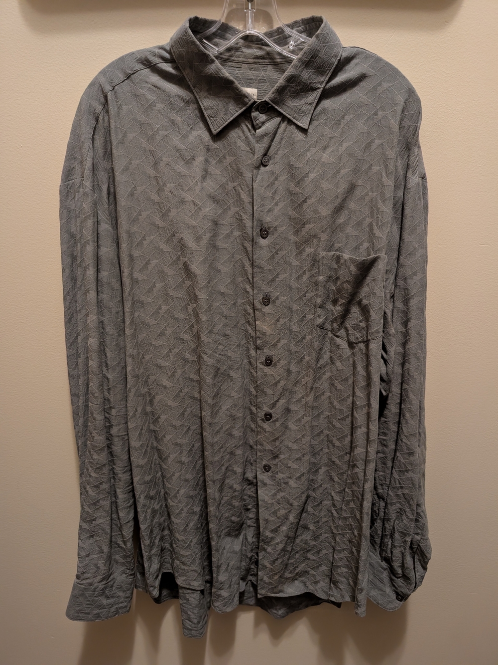 Armani Collezioni Gray Textured Casual Button-Down Shirt